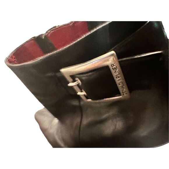 Donald J Pliner Leather Buckle Detail Heeled Booties - Picture 7 of 15